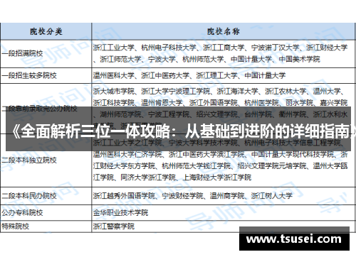 《全面解析三位一体攻略：从基础到进阶的详细指南》